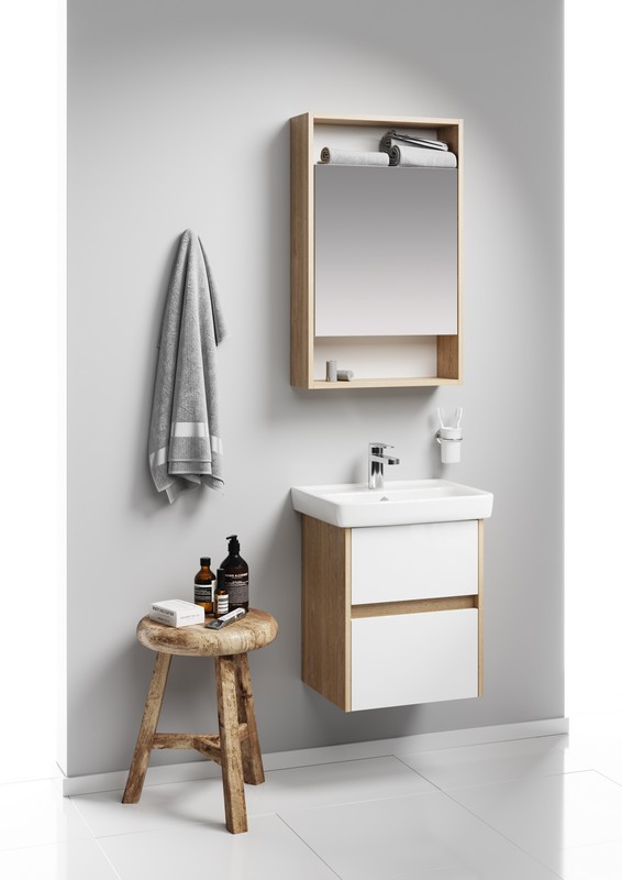 Сити Тумба под умывальник подвесная 50 см, цвет дуб балтийский SIT0105DB AQWELLA City 641594 - Вид №3
