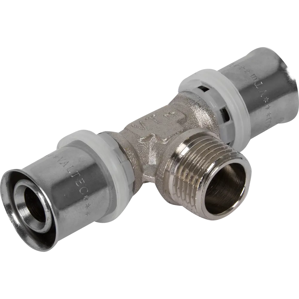 Тройник комбинированный Valtec 20x1/2"x20 мм НР никелированная латунь VTM.233.N.200420 STLM-2058132