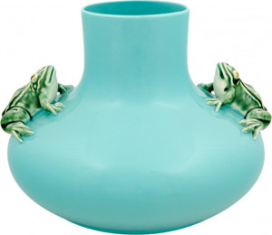 10641751 Bordallo Pinheiro Ваза Bordallo Pinheiro Две лягушки 31х27х21,5см, керамика, голубая Керамика