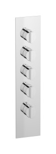 Комплект наружных частей термостата на 4 потребителей - вертикальная прямоугольная панель с ручками Hey Joe WE ARE IB eua411ccnhj Chrome Aqua