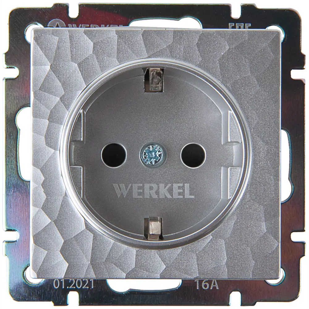 Розетка встраиваемая Werkel Hammer с заземлением цвет серебряный STLM-2084044