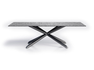 Прямоугольный садовый стол из нержавеющей стали и стекла