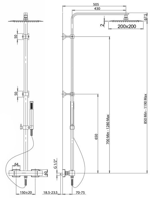 0IQ00199JA05 Душевая система GLINT Jacuzzi  - Вид №1