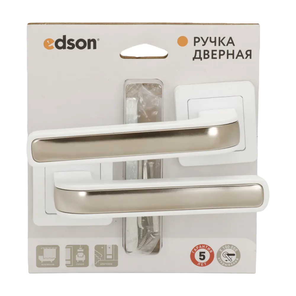 Дверная ручка на розетке Edson EDS-02-Q1 без запирания цвет белый STLM-2030559 - Вид №2