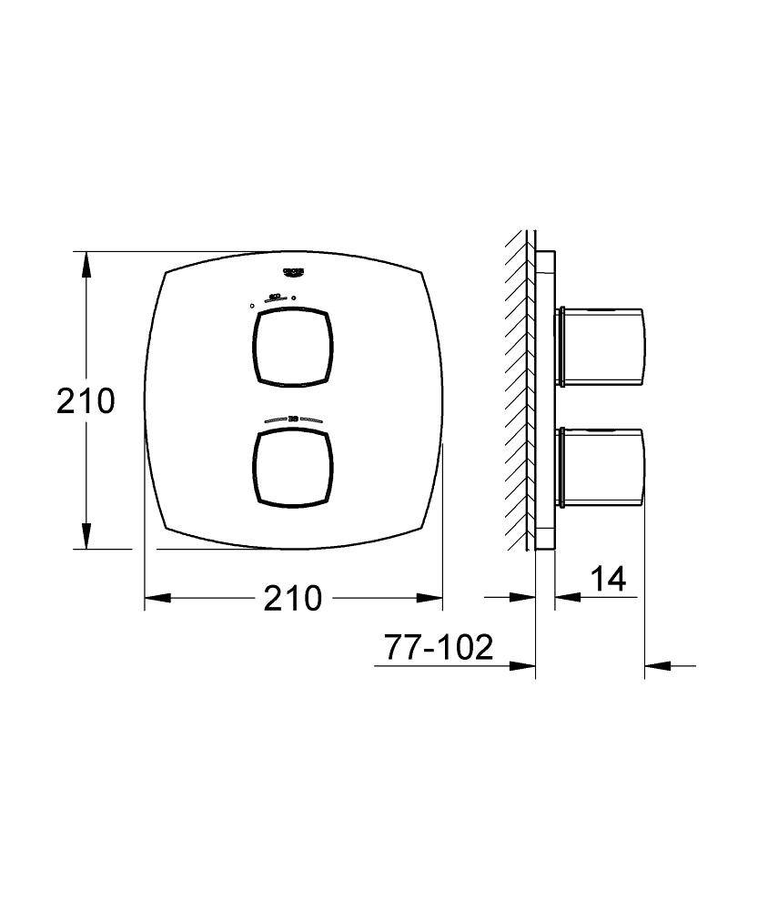 19934000 Внешняя часть термостатического смесителя для ванны Grohe Grandera хром - Вид №1