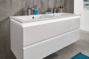 WUA33D228(672/161) Puris Ace, тумба под дв. раковину из минерального литья 1200 мм, цвет белый высокоглянцевый