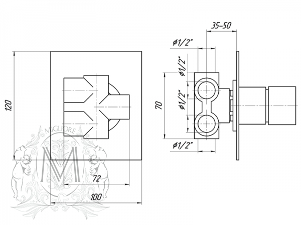 Девиатор MIGLIORE Kvant ML.KVT-2728 4-х позиционный ML.KVT-2728.CR - Вид №1