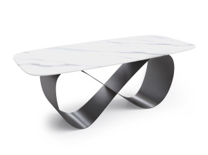 Прямоугольный стол из спеченного камня и стальное основание