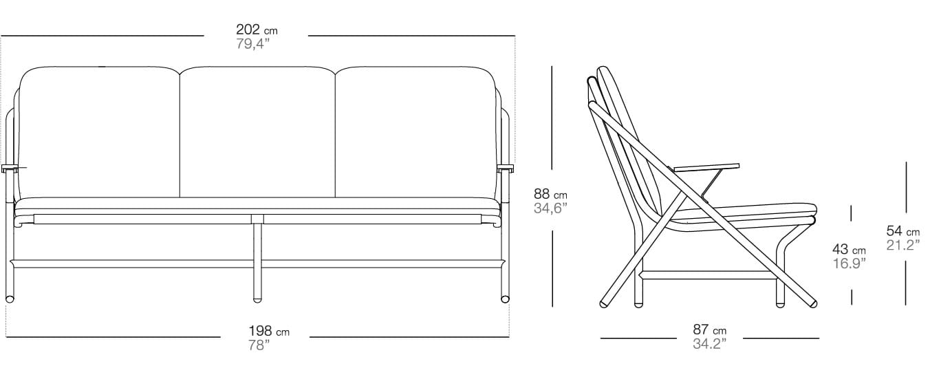 3-местный садовый диван из алюминия и ткани Bivaq Garda ARCH-00104095 - Вид №5