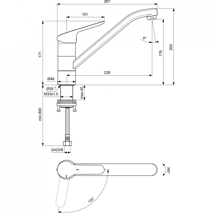 BC132AA Смеситель для кухонной мойки Ideal Standard CERAFLEX  - Вид №5