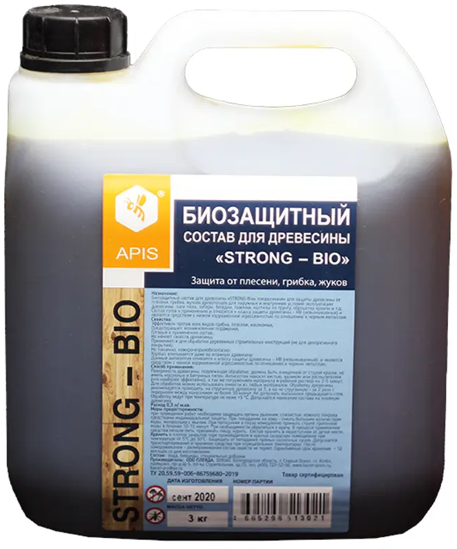91538584 Антисептик для дерева Apis Strong-bio цвет темно-коричневый 3 кг STLM-0853835