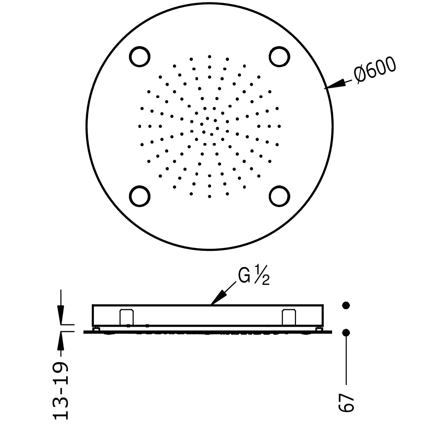 Скрытая потолочная насадка для душа с хромотерапией-29995701 TRES RICAMBI - Вид №1