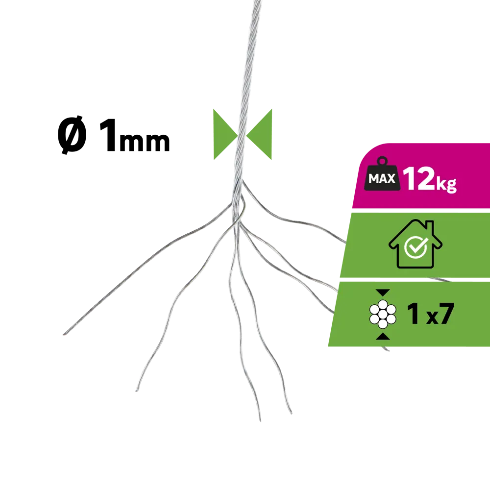 Трос Standers стальной оцинкованный 1 мм цвет серебро 50 м/уп STLM-2067324 - Вид №1