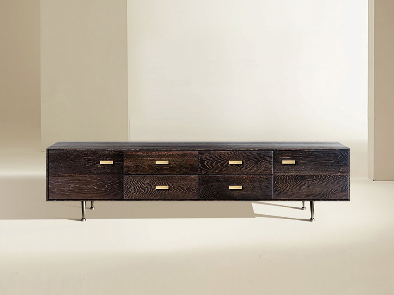 Тумба длинная с 4 ящиками ясень кофейный Bullwood ACWD BULLWOOD 00-3981910 Коричневый  - Вид №1