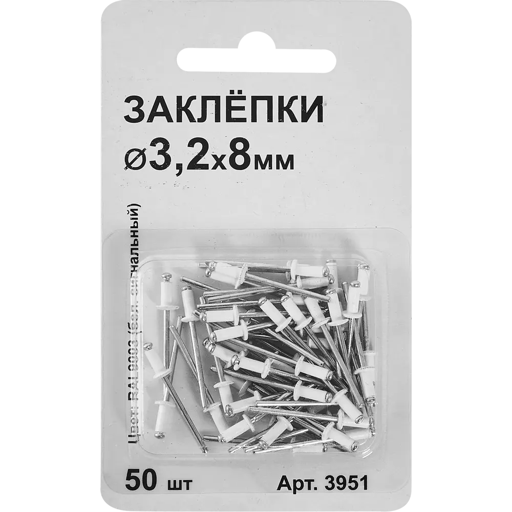 Заклепка RAL9003 белая 3.2x8 мм, 50 шт Santreyd STLM-2017006 - Вид №1