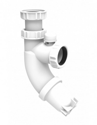 606000 001 00  Сифон для умывальника Siphoblic, регулируемый 49/74 мм, выход Д. 32 мм, шумозащитный клапан, белый Valentin Белый  - Вид №1