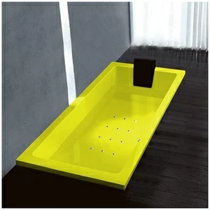 Ванна Gruppo treesse Quadra 170 V072C-DX-ZZ жёлтая с золотой фурнитурой аэромассажем прямоугольная встроенная правая