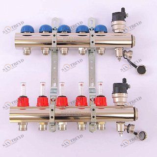 Коллектор 1"xМ 24 х19 5 выходов EMMETI TOPWAY с расходомерами и вентилями 1298186