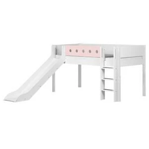 Кровать Flexa White с горкой, 200 см, белая с розовым