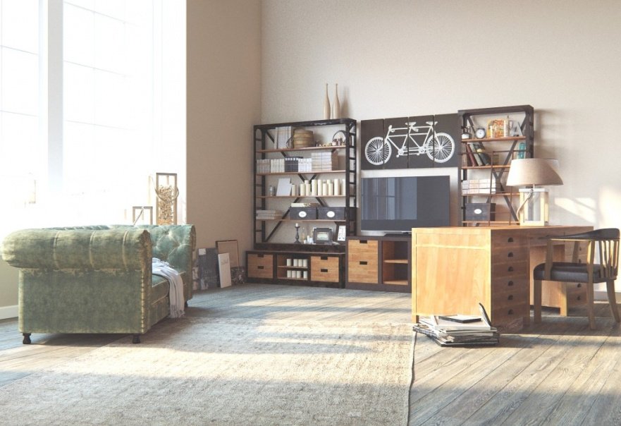 Письменный стол с ящиками деревянный, ясень-орех "Палермо" DREAMLINE ПОД СТАРИНУ 176714 Орех;коричневый  - Вид №3