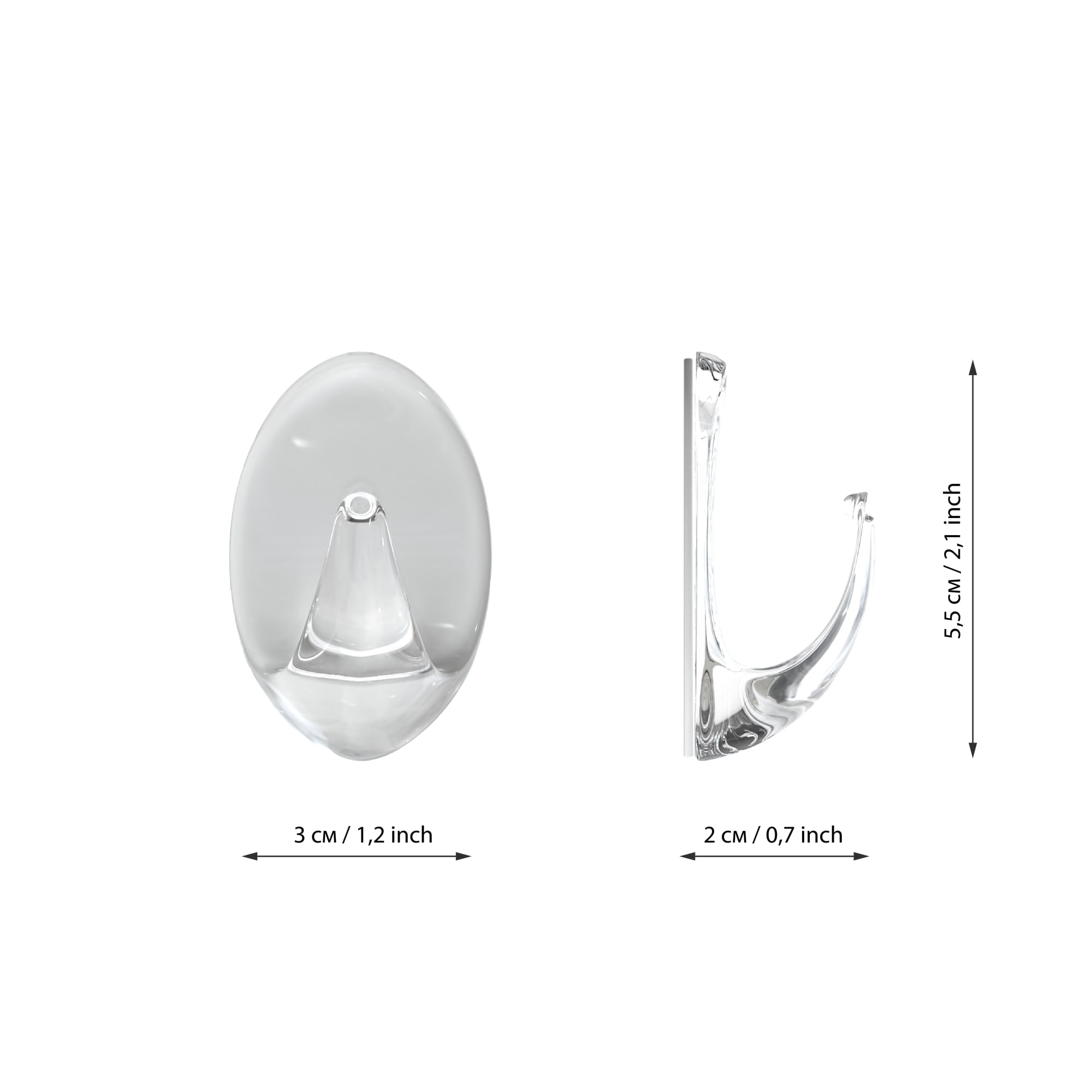 84730546 Крючок-вешалка самоклеящийся овал пластик цвет прозрачный 3 шт. нет Santreyd  - Вид №5