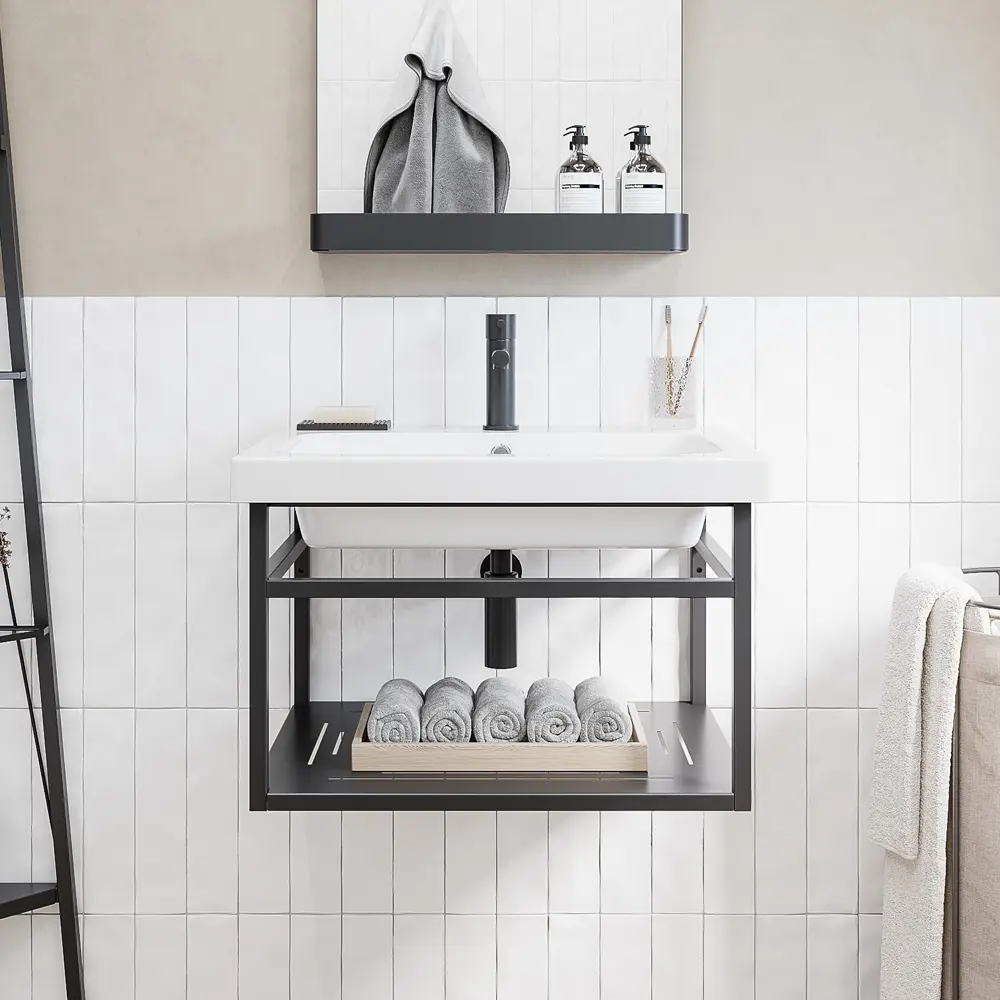 Опора для раковины Konsensa Бруклин 80 75.5x36 см цвет черный с раковиной Cersanit Como  80 см STLM-2101407 - Вид №1