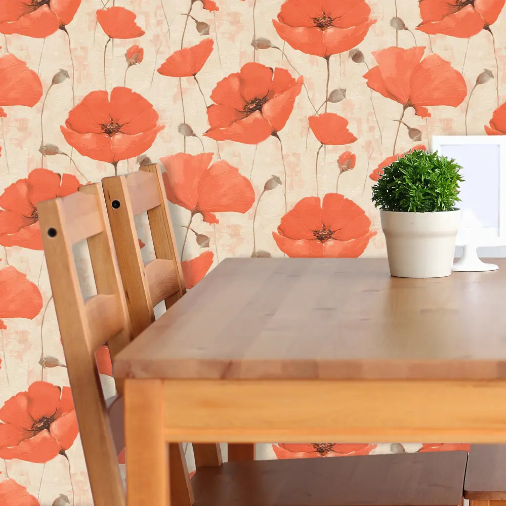 Обои виниловые Маки красные 0.53 м 236- 01 Santreyd STLM-2008624 - Вид №2