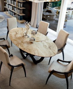 Овальный мраморный обеденный стол