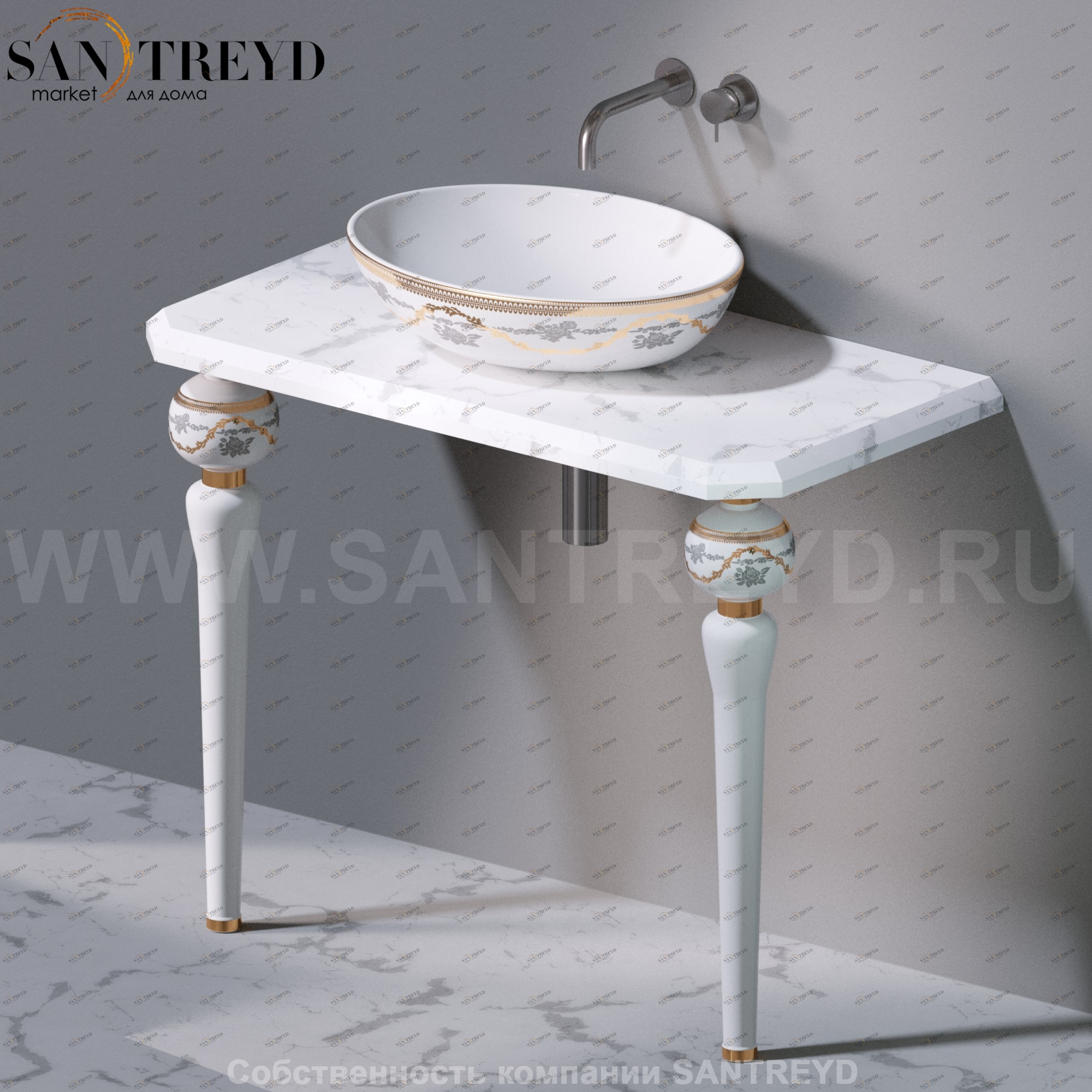 AeT ITALIA Deco Консольный столик с индивидуальными ножками и белой мраморной столешницей C270QB