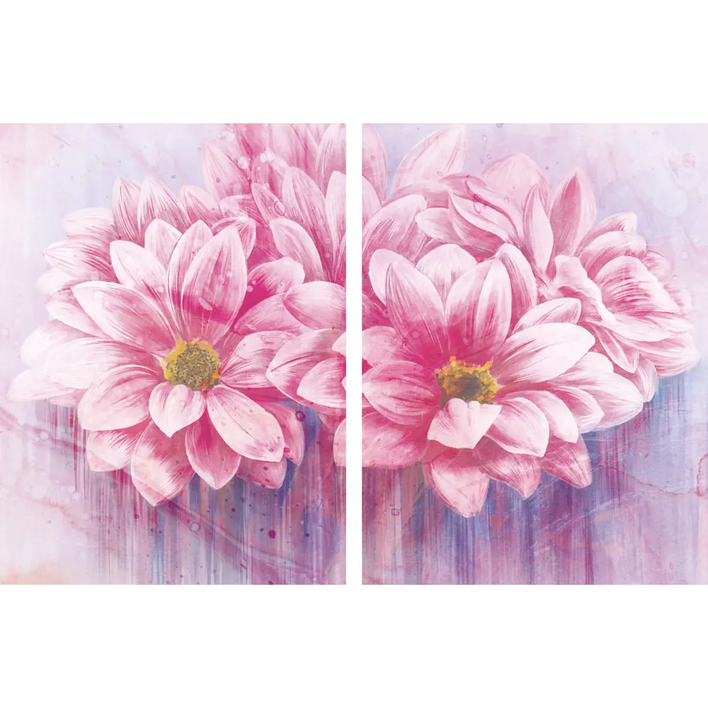 Картина модульная Розовые цветы 45x60 см 2 шт POSTERMARKET STLM-2181992