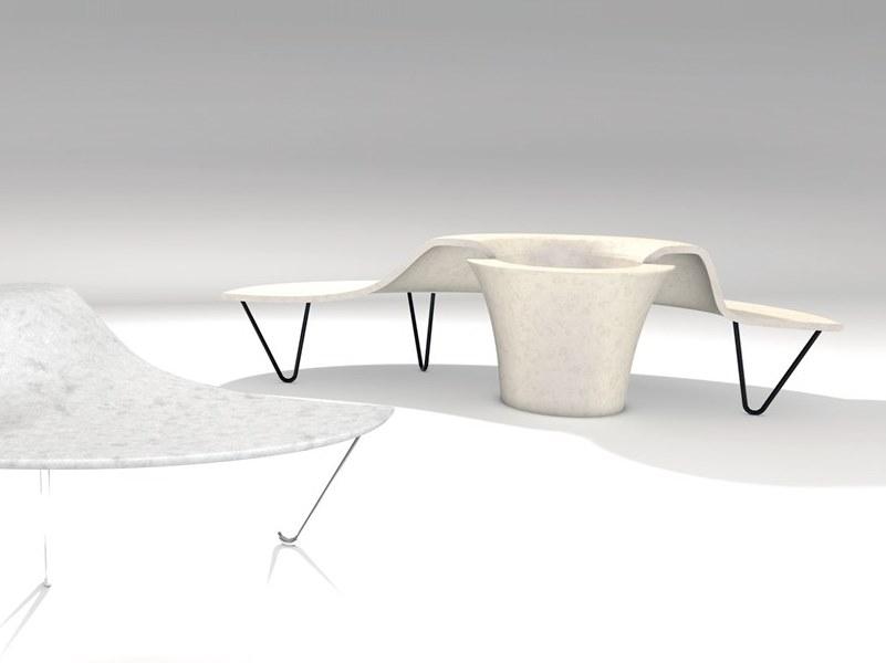 Manufatti Viscio Изогнутая реконструированная каменная скамья со встроенным горшком со спинкой sun-id-1409801 - Вид №5