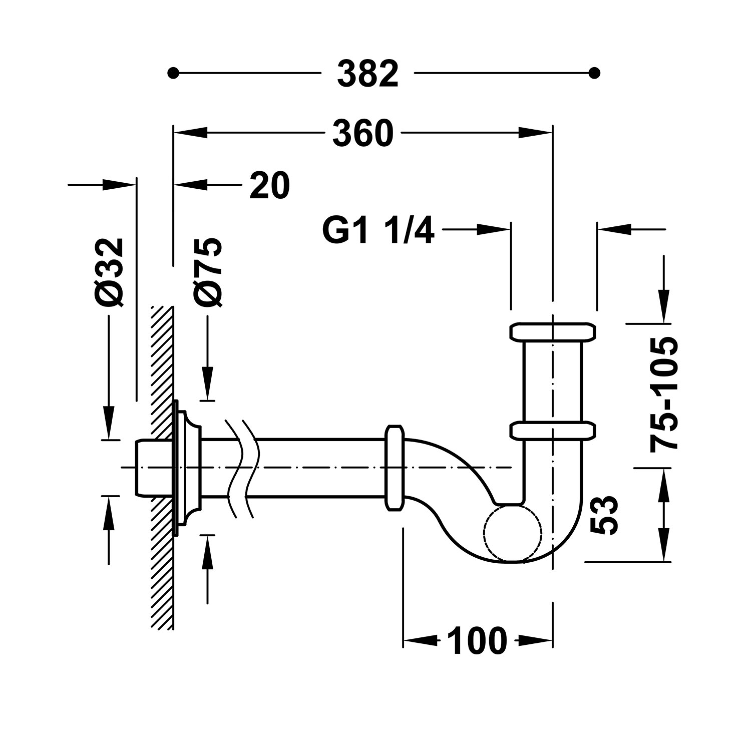 Телескопический сливной люк со смотровой площадкой для умывальника-03463820LM TRES Drain - Вид №1