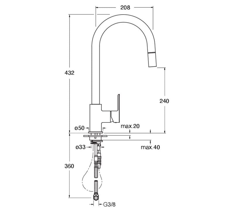 Смеситель для кухни с одной ручкой CRISTINA Rubinetterie Prime ARCH-00021150 - Вид №2