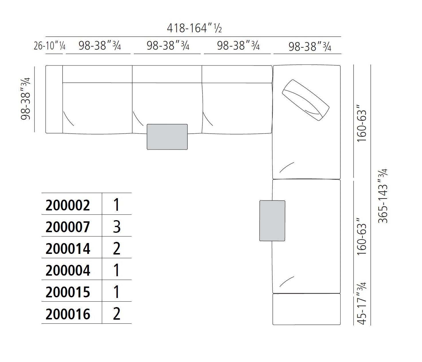 Секционный диван из кожи или ткани Vibieffe 200 CUBE ARCH-00065299 - Вид №6