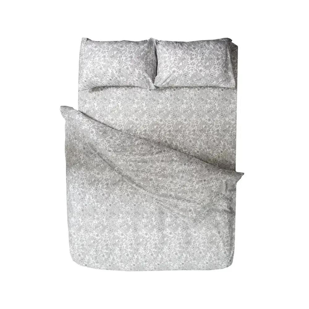 Комплект постельного белья Eclair Пейсли двуспальный полисатин серый 89396256 STLM-1374335 - Вид №1