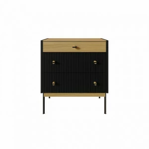 Тумба высокая с тремя ящиками 71х64 см черная Land BRAGIN DESIGN LIVING 00-3862485 Бежевый;черный