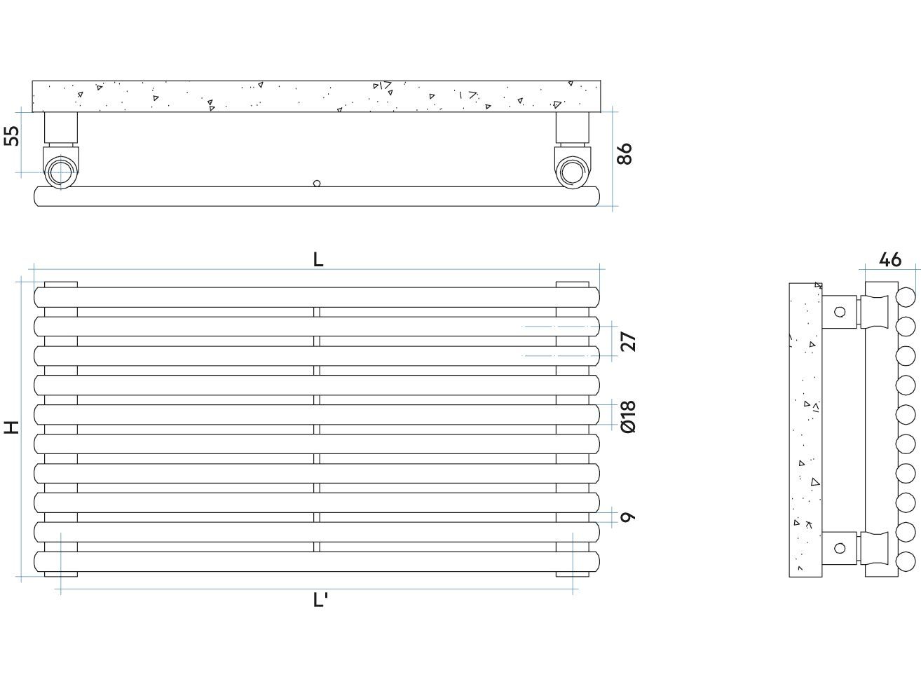 Стальной модульный горизонтальный мебельный радиатор Irsap Арфа ARCH-00057929 - Вид №2