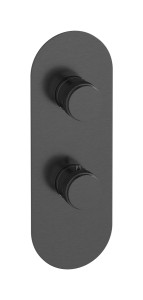 Комплект наружных частей термостата с дивертером на 2 потребителя - вертикальная овальная панель с ручками Reflex WE ARE IB eua612csnrx Brushed Black Chrome Aqua