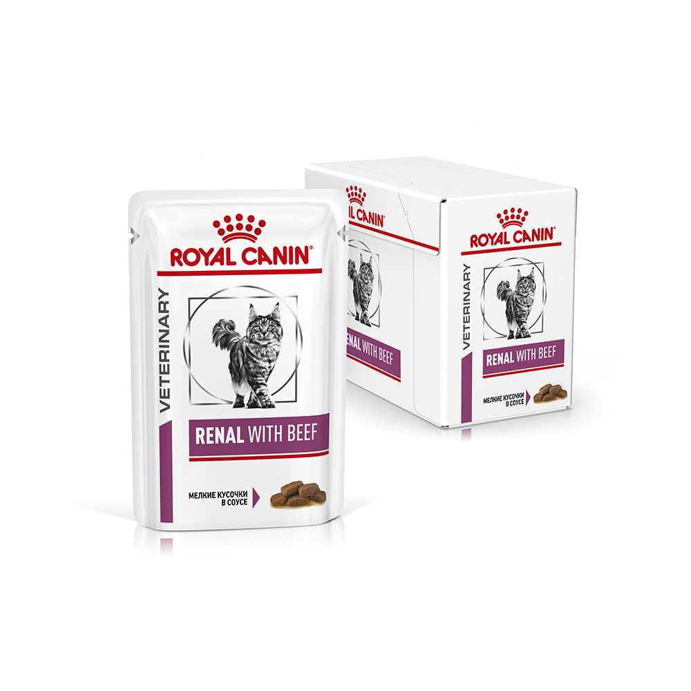 ПР0053549 Корм для кошек Vet Diet Renal при почечной недостаточности, говядина пауч 85г ROYAL CANIN  - Вид №1