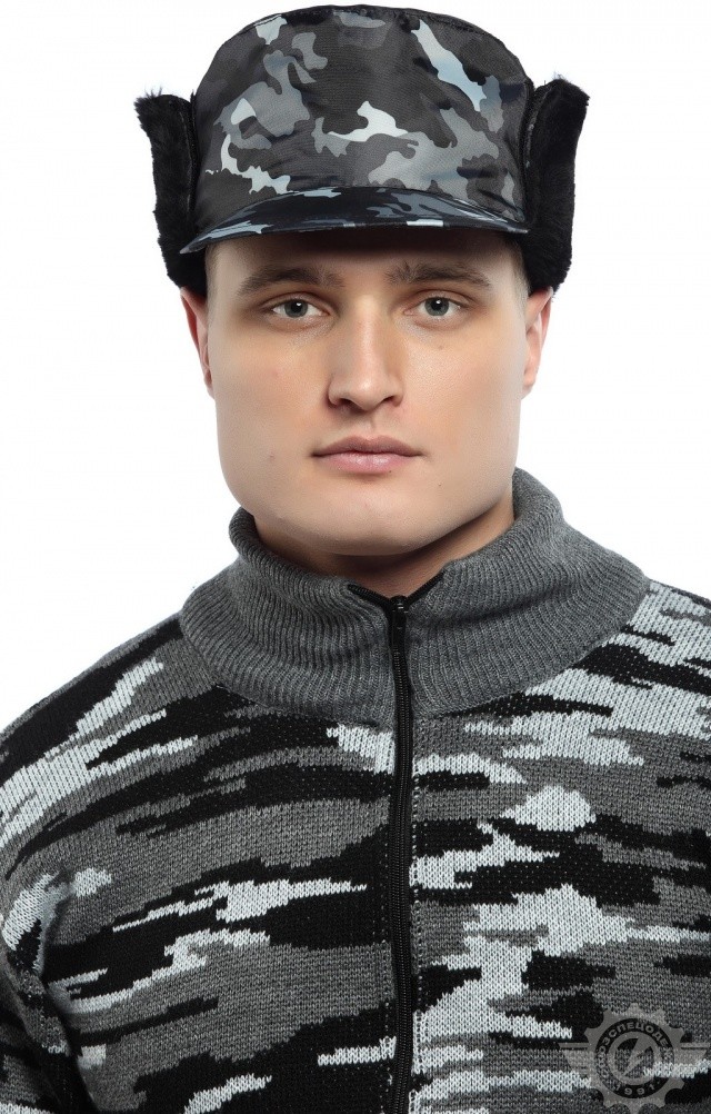 61449 Кепи "Охранник" зимнее цвет камуфляж серый  Головные уборы  размер 56 Спецодежда  - Вид №3