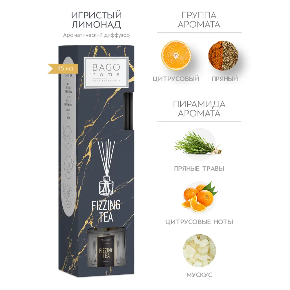 Ароматический диффузор Bago Home Игристый лимонад 45 мл 88772262 STLM-2054005  - Вид №1