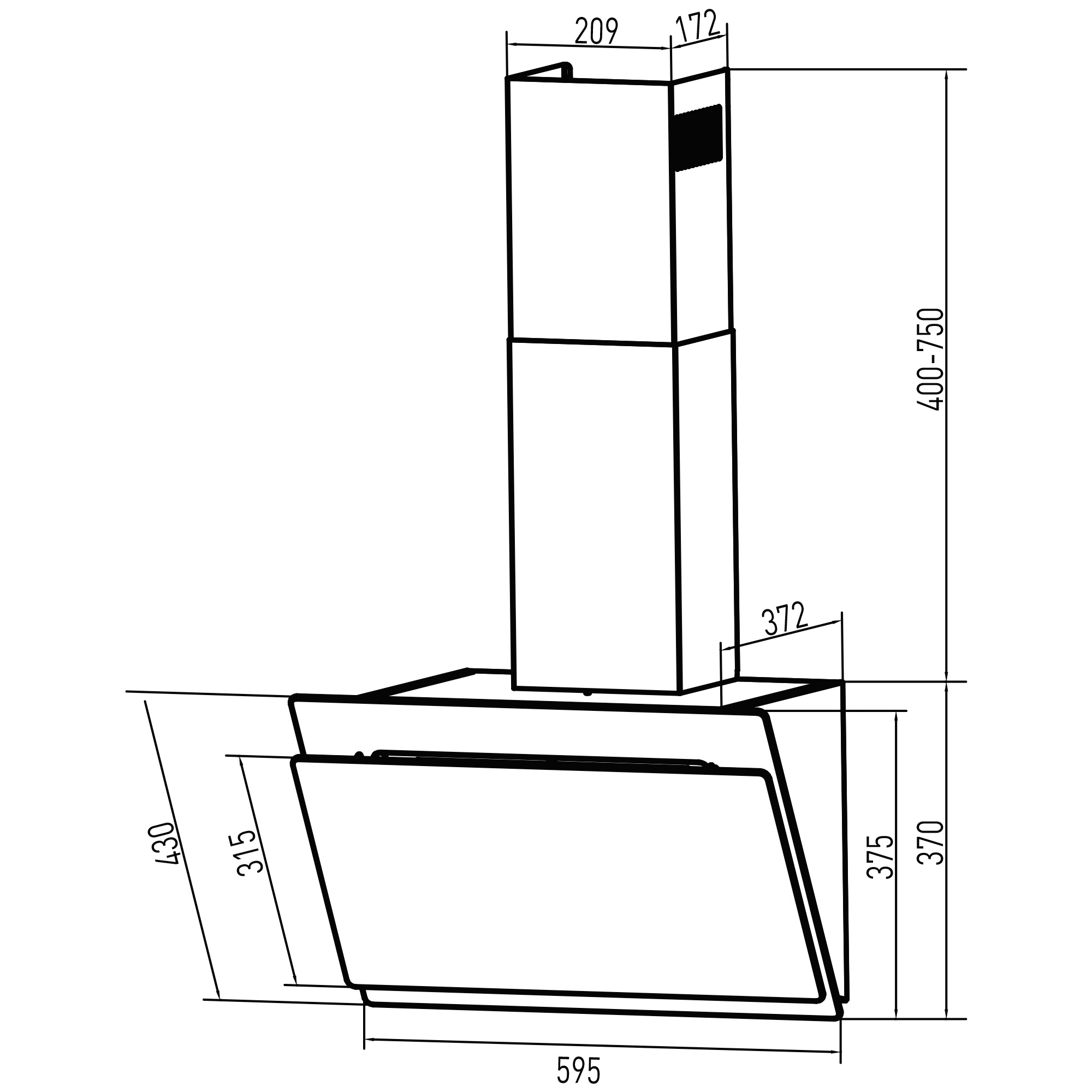 9213498 Вытяжка наклонная Oasis NR-60W белый/белый STDN-0042551 - Вид №11