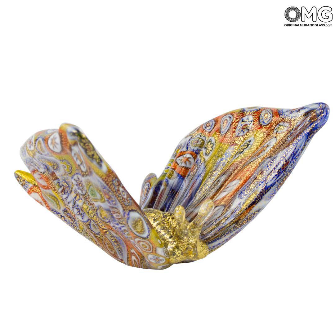 1408 ORIGINALMURANOGLASS Фигурка бабочки - Муррины миллефиори и золото - Farfalla Millefiori Oro - муранское стекло  см  - Вид №1