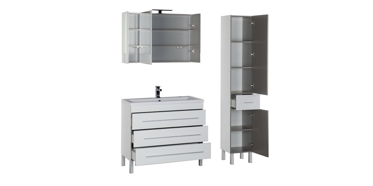 Комплект мебели Aquanet Верона 100 белый (напольный 3 ящика) 00178511 - Вид №2