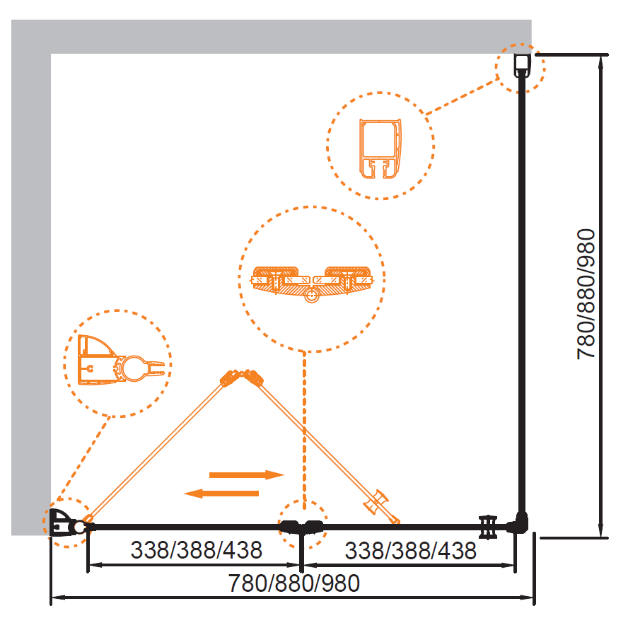 Душевой уголок CEZARES ELENA-W-AS-1-90-P-Cr-L - Вид №5