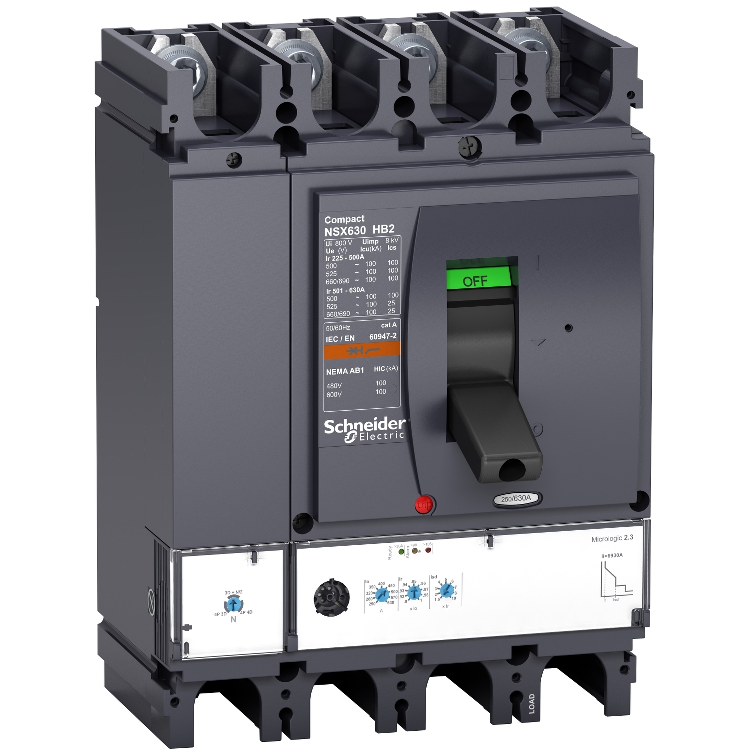 LV433741 Силовой автомат NSX 630, Micrologic 2.3, 75кА, 4P, 630А Schneider Electric Compact 