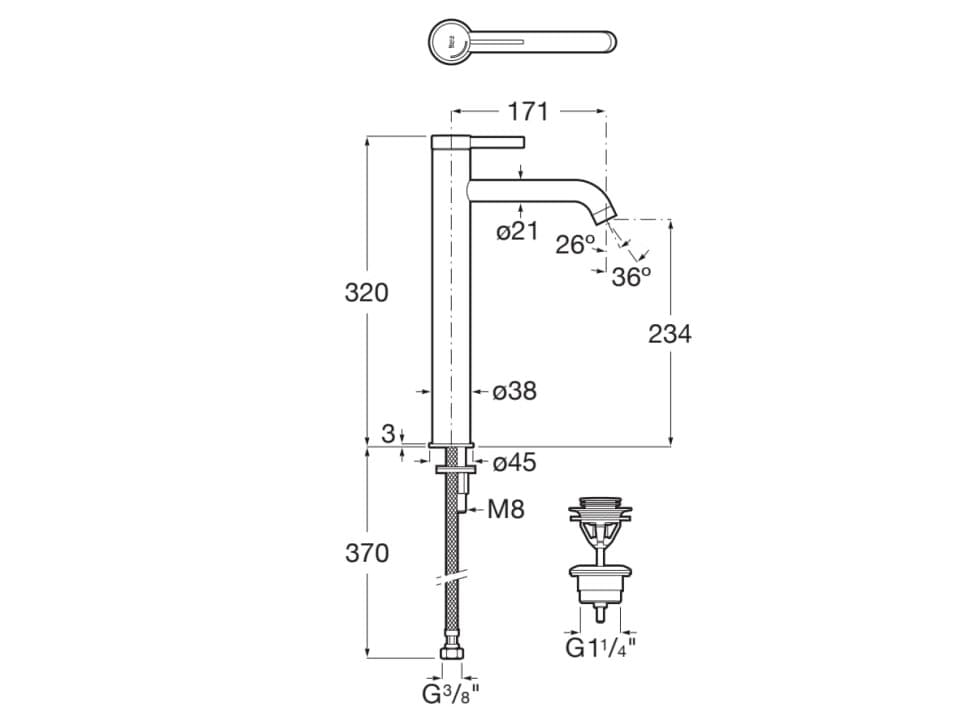 Однорычажный высокий смеситель для раковины Roca Ona ARCH-00127747 - Вид №4
