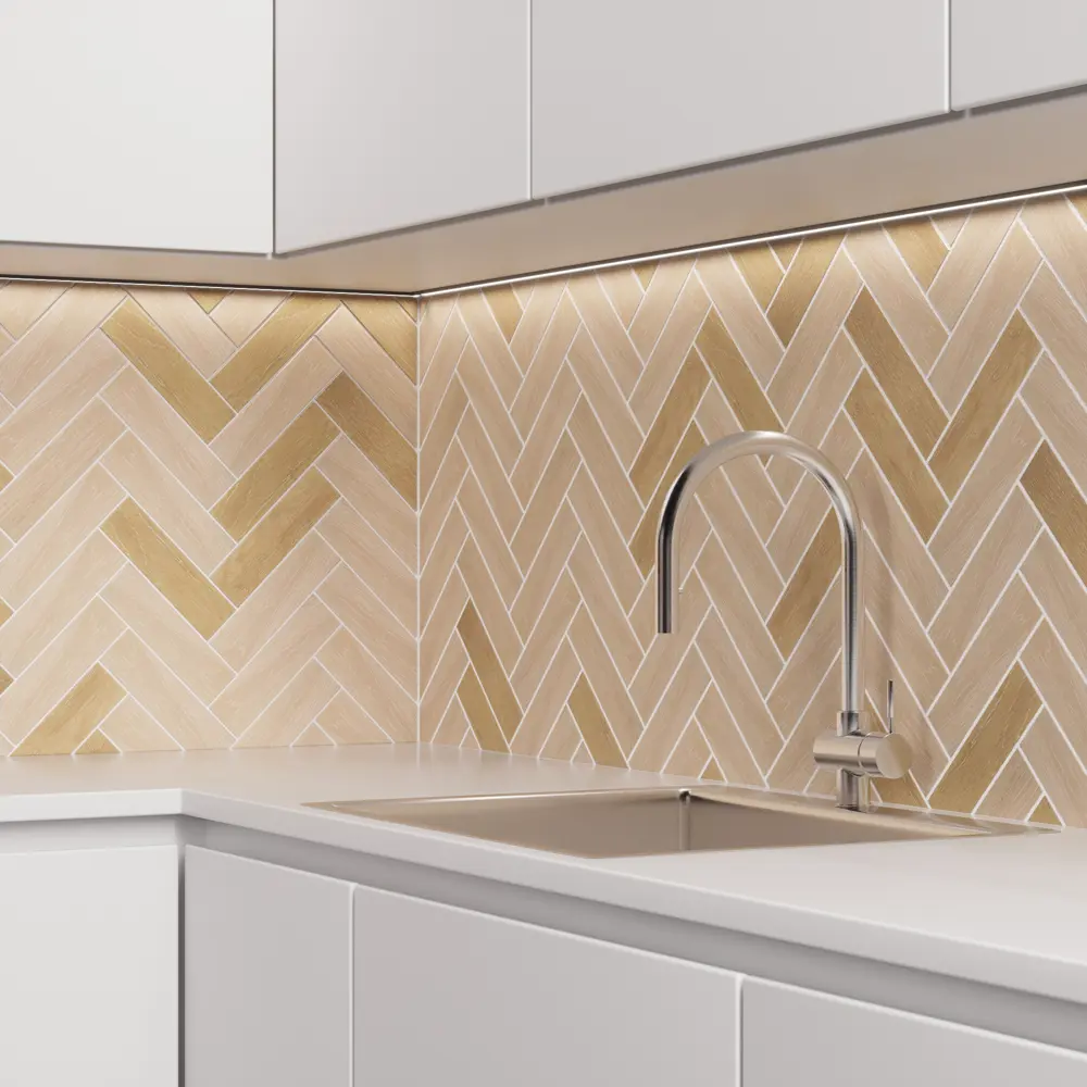 Керамическая мозаика ARTENS Living под паркет в бежевых тонах 82661990 Chevron STLM-0033169 - Вид №4