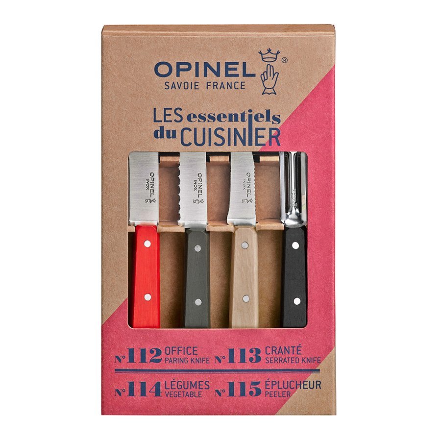 Ножи кухонные разноцветные 4 штуки Les Essentiels Loft OPINEL ДИЗАЙНЕРСКИЕ 00-3870740 Бежевый;красный;серый;разноцветный  - Вид №1
