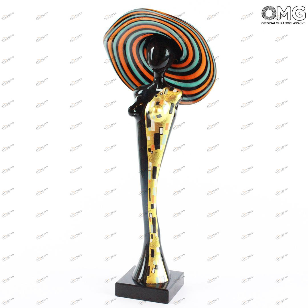 740 ORIGINALMURANOGLASS Vanity Klimt - Статуэтка элегантной женщины - муранское стекло OMG 10 см 